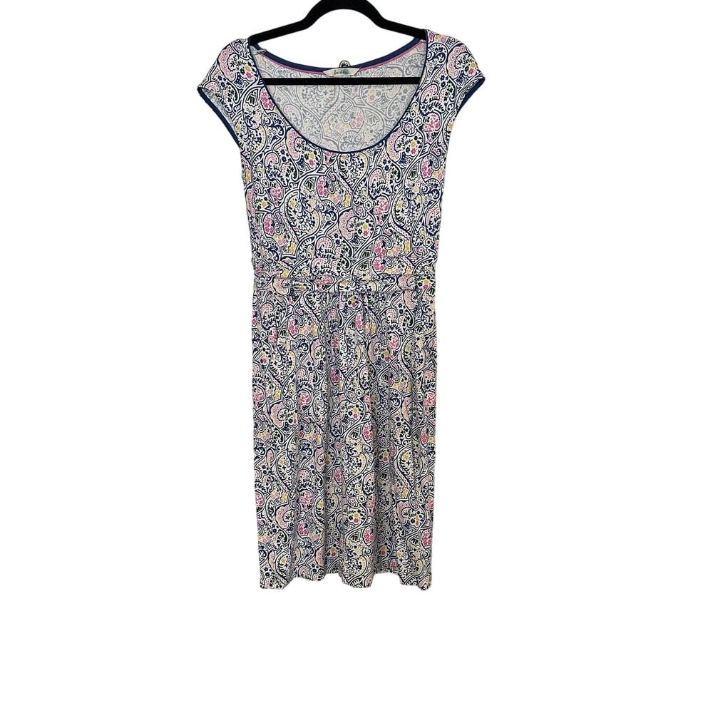 Boden Dress Womens 6 Margot Scoop Neck Floral Jersey Knee Length Paisley Print - Picture 2 of 7
